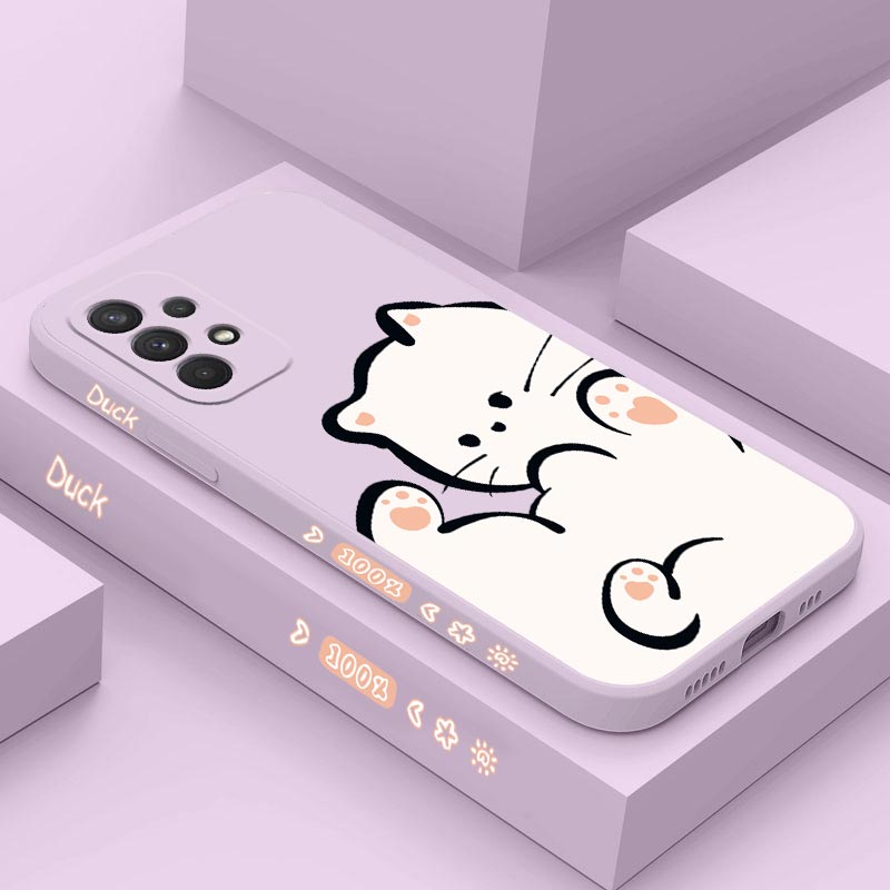 Phone Cases Burga - Sarung ponsel silikon kucing Cloud putih,