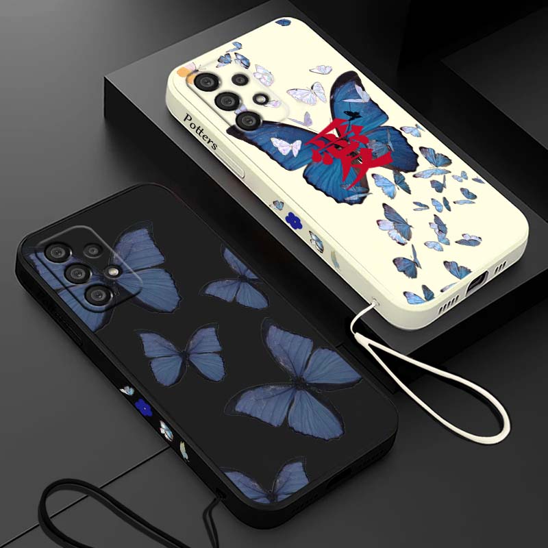 Silicone Liquid Case - Casing Ponsel Tali Cair Biru Motif