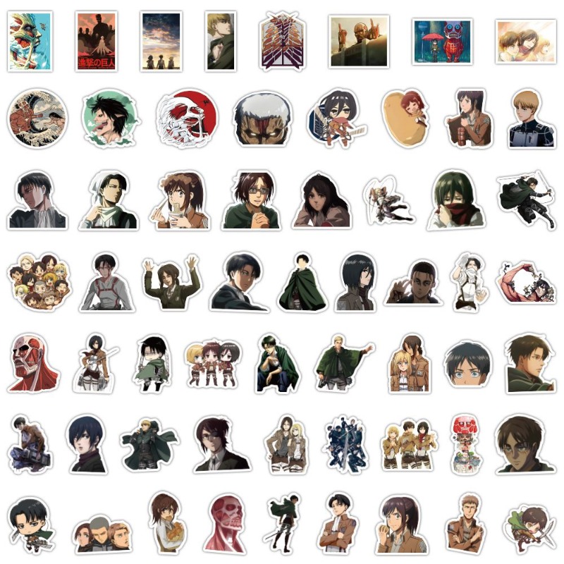Phone Cases Beach - 60 Buah Stiker Anime Attack On