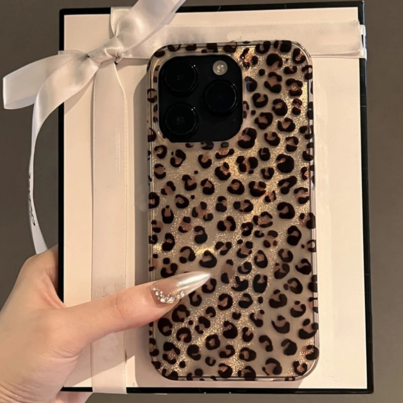 Phone Cases Dior - Casing Ponsel Transparan Motif Leopard Lucu