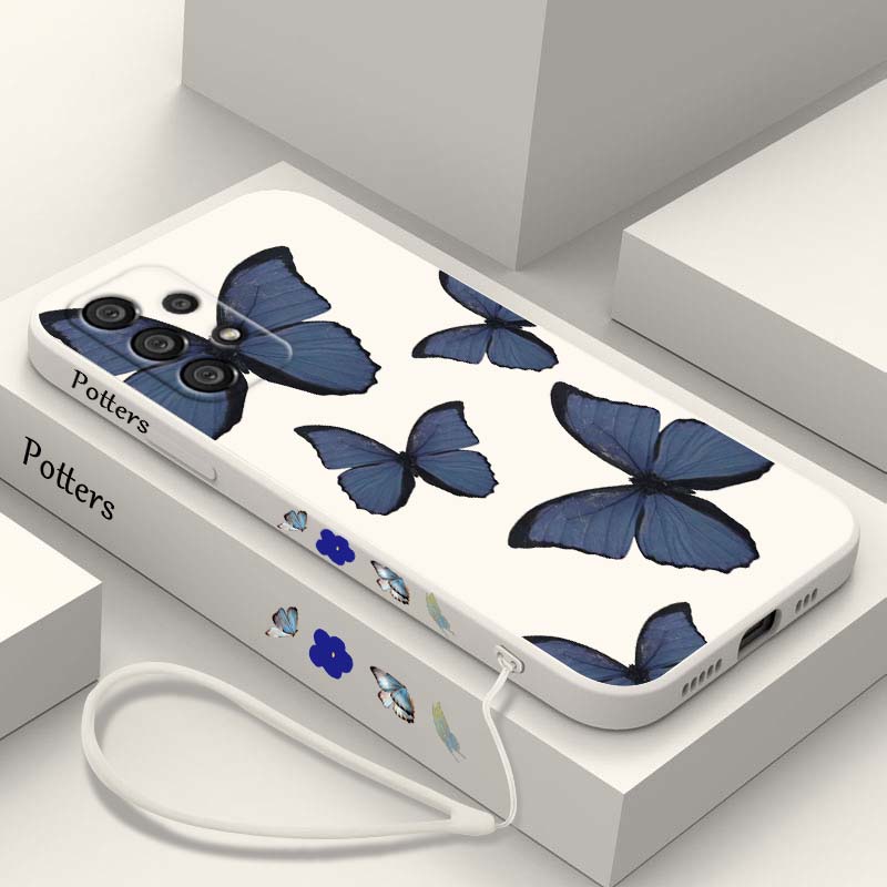 Casing Ponsel Tali Cair Biru M - Silicone Liquid Case ulasan dan harga